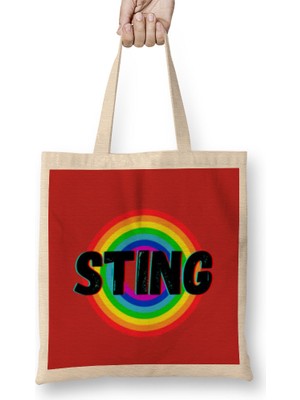 Humuts Sting- Vintage Retro Rainbow Style Warriors Design Wrestlers-Gift Bez Çanta Uzun Saplı