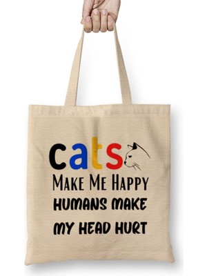 Humuts Cat Lover Gifts For Women Men Bez Çanta Uzun Saplı