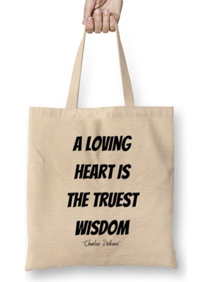 Humuts Charles Dickens Quotes Gift - Vintage Retro Rainbow Style Bez Çanta Uzun Saplı