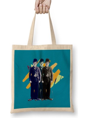 Humuts Charlie Chaplin Quotes Art Gift - Vintage Retro Style Bez Çanta Uzun Saplı