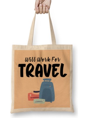 Humuts Funny Travel Gift Design Lover-Trippin Wanderlust Journey Adventurer Vacation Bez Çanta Uzun Saplı