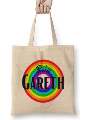 Humuts Gareth Bale - Vintage Retro Rainbow Style Bez Çanta Uzun Saplı