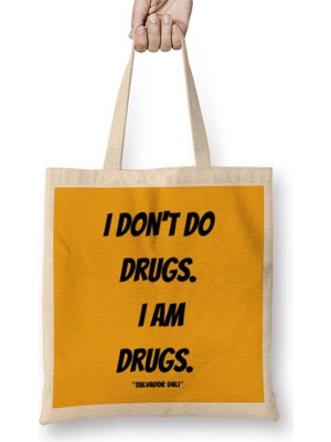 Humuts Salvador Dali Quotes Gift- Vintage Retro Rainbow Style Bez Çanta Uzun Saplı