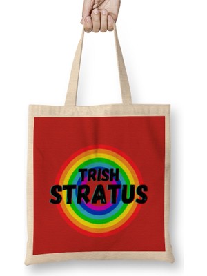 Humuts Trish Stratus- Vintage Retro Rainbow Style Warriors Design Wrestlers-Gift Bez Çanta Uzun Saplı