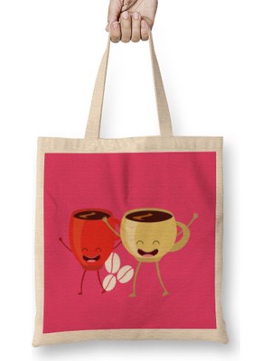 Humuts Funny Coffee Drinks Art Lover Gift Quote - Vintage Retro Rainbow Style Bez Çanta Uzun Saplı