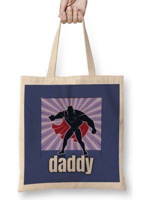 Humuts Super Daddy Fathers Day Gift 2021 Bez Çanta Uzun Saplı