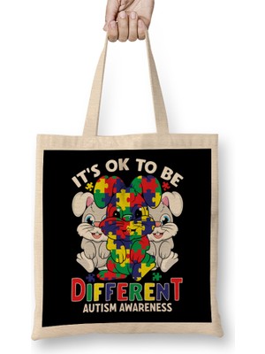 It S Ok To Be Different Autism Awareness Puzzle Bez Çanta Uzun Saplı