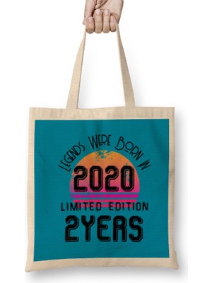 Humuts 2020 Birthday Gift - Made, Born In 2020 Gift - 2   Year Old Birthday Gift Vintage Style Bez Çanta Uzun Saplı