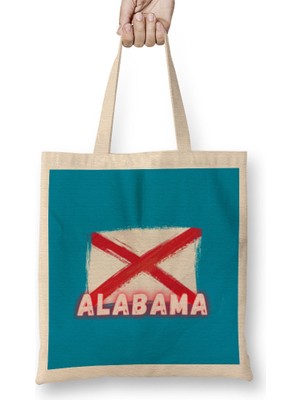 Humuts Alabama- Vintage Retro Style Art Bez Çanta Uzun Saplı