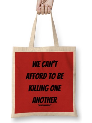 Nelson Mandela Quotes Art Gift - Vintage Retro Style Bez Çanta Uzun Saplı