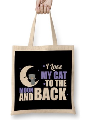 Humuts Cute I Love My Cat To The Moon And Back Bez Çanta Uzun Saplı