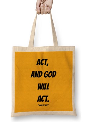 Joan Of Arc Quotes Gifts - Vintage Retro Rainbow Style Bez Çanta Uzun Saplı