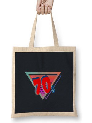 70S Vintage Retro Design Slogan Style Art- Tv Kid Movies Bez Çanta Uzun Saplı