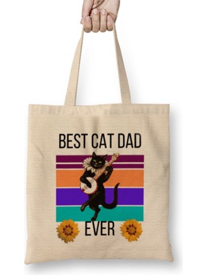 Humuts Best Cat Dad Fathers Day Gift 2021 Bez Çanta Uzun Saplı
