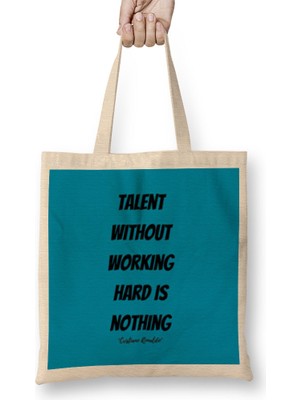 Humuts Cristiano Ronaldo Quotes Art Gift - Vintage Retro Style Bez Çanta Uzun Saplı