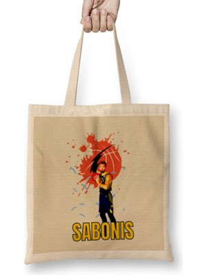 Humuts Domantas Sabonis Vintage Art -Legend Basketball Gift Vintage Retro Style Bez Çanta Uzun Saplı