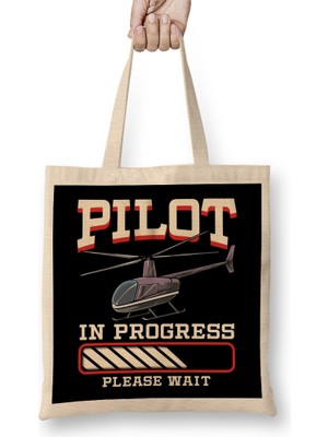 Humuts Funny Pilot In Progress Please Wait Helicopter Bez Çanta Uzun Saplı