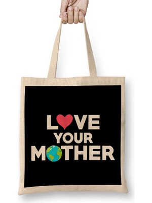 Humuts Love Your Mother Earth Hipster Hippie Eco Friendly Bez Çanta Uzun Saplı