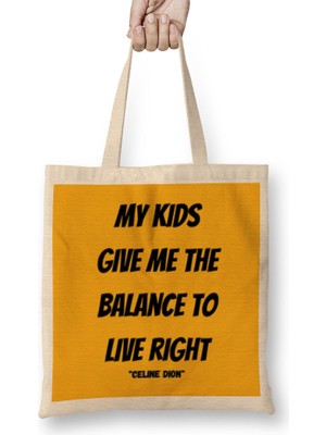 Celine Dion Quotes Gift- Vintage Bez Çanta Uzun Saplı