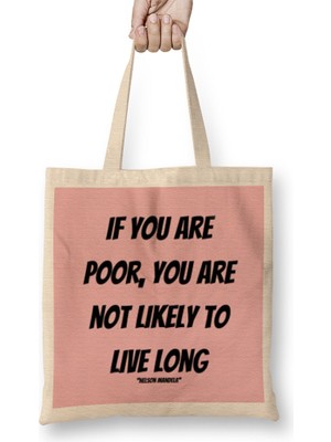 Humuts Nelson Mandela Quotes Art Gift - Vintage Retro Style Bez Çanta Uzun Saplı