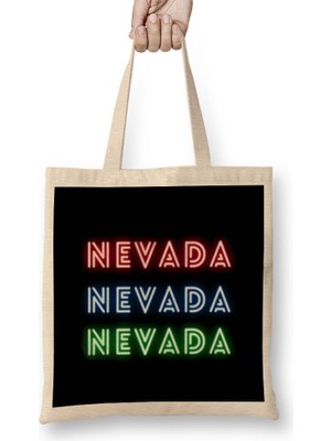 Humuts Nevada State Flag Gift - Vintage Retro Rainbow Style Bez Çanta Uzun Saplı