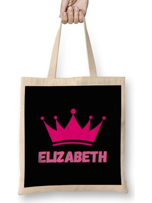 Humuts Elizabeth-Name Personalized Custom - Vintage Retro Rainbow Style Design Gift Baby-Gift For Her Bez Çanta Uzun Saplı