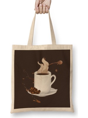 Funny Coffee Drinks Art Lover Gift Quote - Vintage Retro Rainbow Style Bez Çanta Uzun Saplı