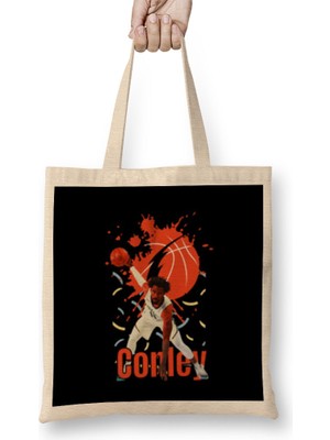 Humuts Mikal Bridges Mikal Bridges Vintage Art - Legend Basketball Gift Bez Çanta Uzun Saplı