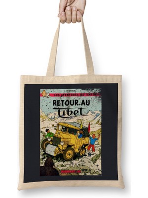 Humuts The Adventures Of Tintin Retour Au Tibet Vintage Cover Style Bez Çanta Uzun Saplı
