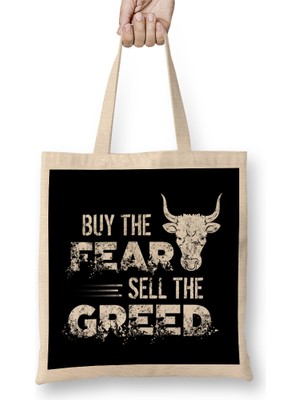 Humuts Vintage Buy The Fear Sell The Greed Investing Bez Çanta Uzun Saplı
