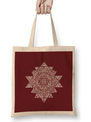 Humuts Sri Yantra Sacred Geometry 01 Bez Çanta Uzun Saplı