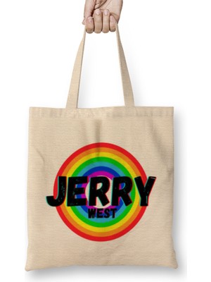 Jerry West- Basketball Gifts Vintage Retro Rainbow Quotes For Boys And Dad Bez Çanta Uzun Saplı