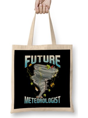 Humuts Funny Future Meteorologist Tornado & Hurricanes Bez Çanta Uzun Saplı