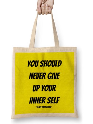 Humuts Clint Eastwood Quotes Gift - Vintage Retro Rainbow Style Bez Çanta Uzun Saplı