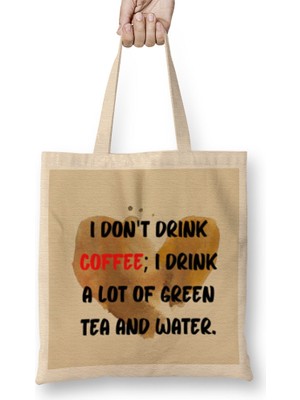 Funny Coffee Drin Ks Art Lover Gift Quote - Vintage Retro Rainbow Style Bez Çanta Uzun Saplı