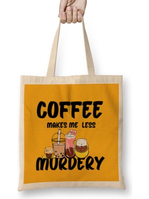 Humuts Funny Coffee Drinks Art Lover Gift Quote - Vintage Retro Rainbow Style Bez Çanta Uzun Saplı