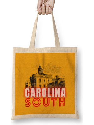 South Carolina State Flag Gift Vintage Retro Rainbow Style Bez Çanta Uzun Saplı