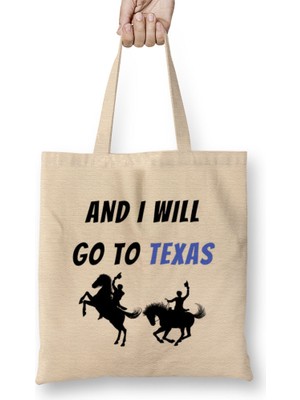 Texas Quote Vintage Retro Bez Çanta Uzun Saplı