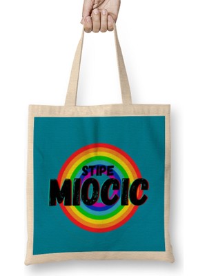 Stipe Miocic- Vintage Retro Rainbow Style Warriors Design Wrestlers-Gift Bez Çanta Uzun Saplı