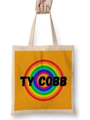 Humuts Ty Cobb - Baseball Lovers Gifts Vintage Retro Rainbow Bez Çanta Uzun Saplı