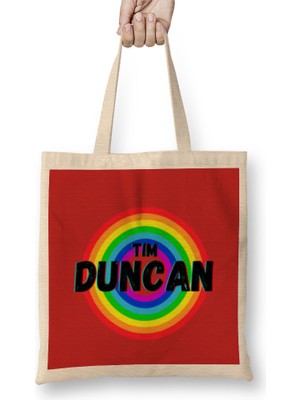 Humuts Tim Duncan - Basketball Gifts Vintage Retro Rainbow Quotes For Boys And Dad Bez Çanta Uzun Saplı
