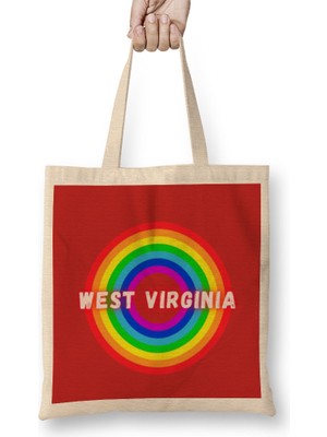 Humuts West Virginia Vintage Retro Rainbow Style Bez Çanta Uzun Saplı