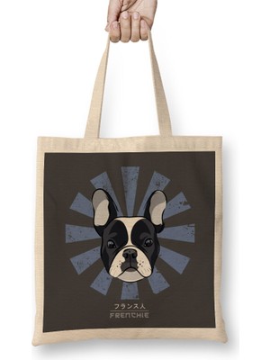 Humuts Frenchie Retro Japanese French Bulldog Bez Çanta Uzun Saplı