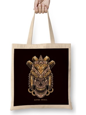Aztec Skull Warrior Inca Culture Mayan Civilization Gift Bez Çanta Uzun Saplı