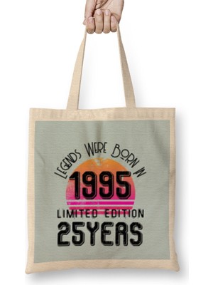 Humuts 1995 Birthday Gift - Made, Born In 1995 Gift - 25TH Year Old  Birthday Gift Vintage Style Bez Çanta Uzun Saplı