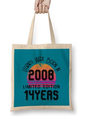 Humuts 2008 Birthday Gift - Made, Born In 2008 Gift - 14 Year Old Birthday Gift Vintage   Style Bez Çanta Uzun Saplı