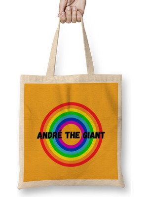 Humuts André The Giant- Vintage Retro Rainbow Style Warriors Design Wrestlers-Gift Bez Çanta Uzun Saplı