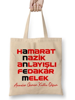 Anneler Günü Annelere Hediye 022 Bez Çanta Uzun Saplı