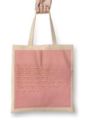 Humuts Anneler Günü Annelere Hediye Bez Çanta Uzun Saplı
