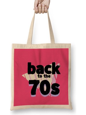 Humuts 70S Style   Horror Movies - Vintage Retro Style Art-Tv Kid Movies Bez Çanta Uzun Saplı